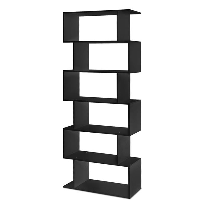 6 Tier Display Book Storage Shelf - Black