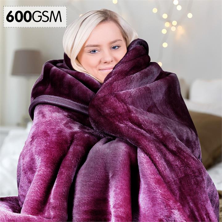 600GSM Double-Sided Purple Queen Size Faux Mink Blanket