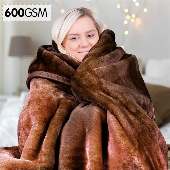 600GSM Double-Sided Chocolate Queen Size Faux Mink Blanket