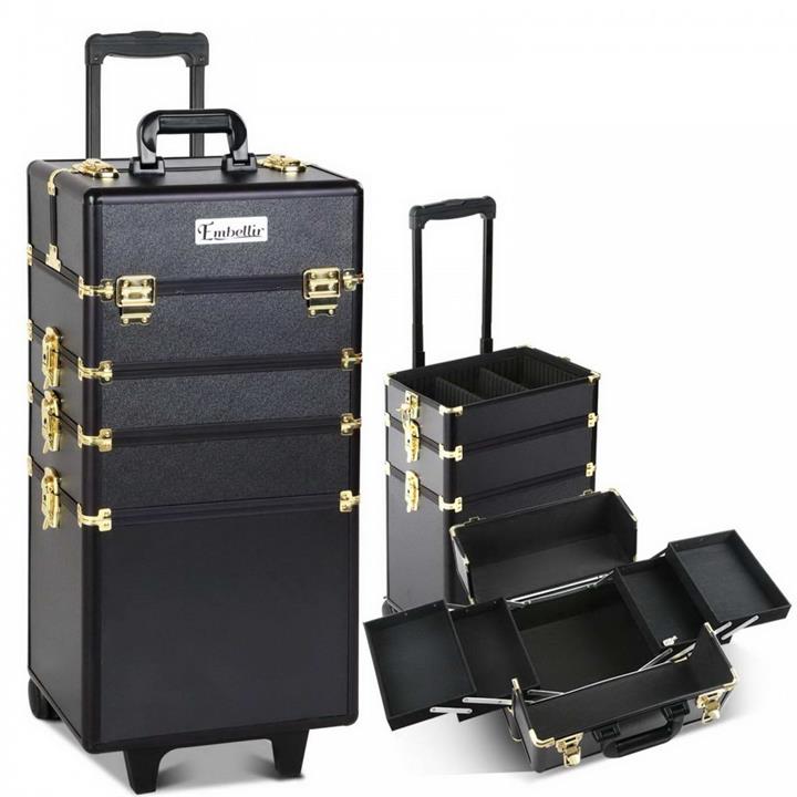 7 in 1 Make Up Cosmetic Beauty Case - Black & Gold