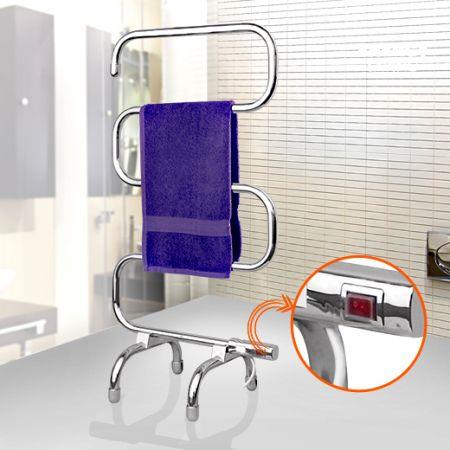 70W Heated Towel Rail - Freestanding Chrome Rack