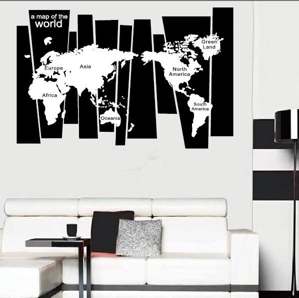 75*105 CM Black Travel World Map Poster Sticker