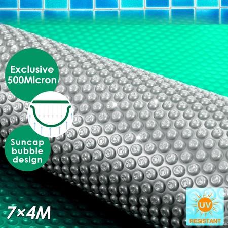 7M x 4M 500 Micron Solar Swimming Pool Cover Bubble Blanket- Green & Silver