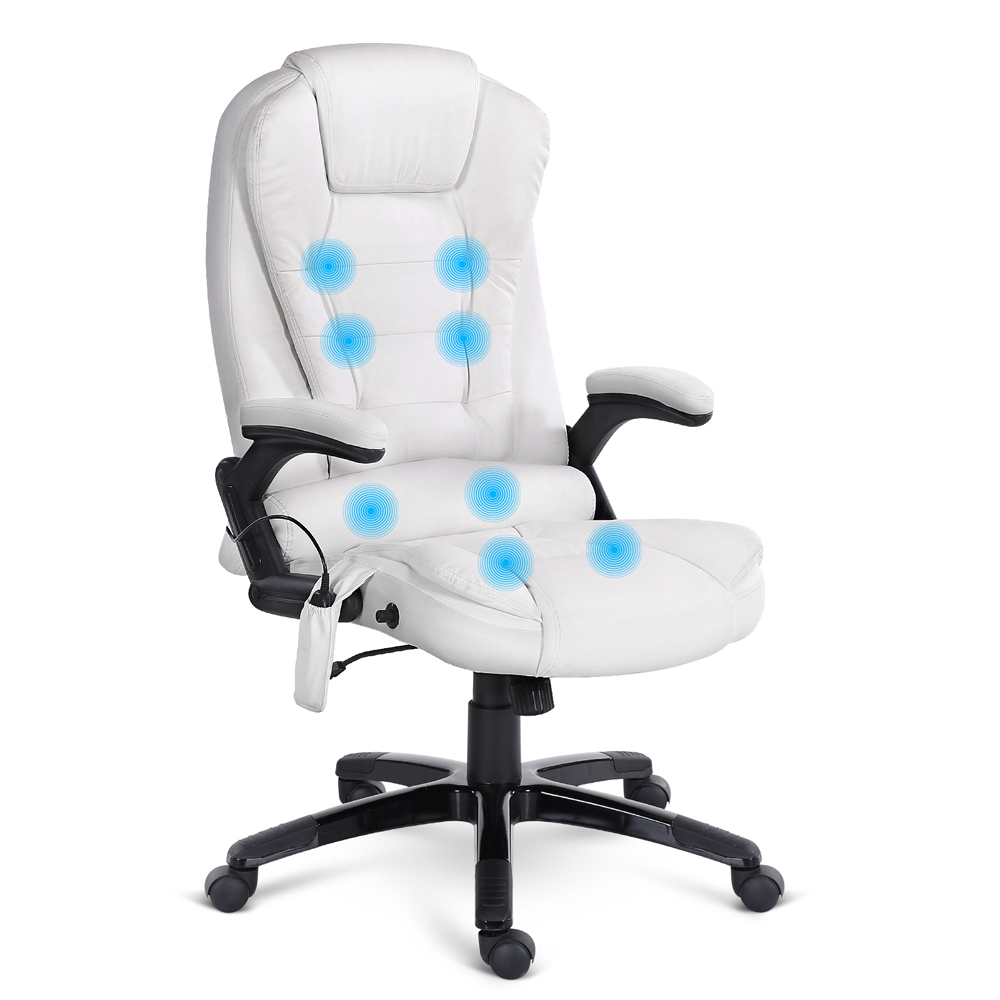 8 Point Massage Executive PU Leather Office Chair (White)