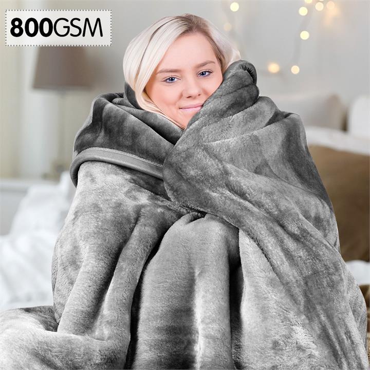 800GSM Heavy Double-Sided Faux Mink Blanket - Silver