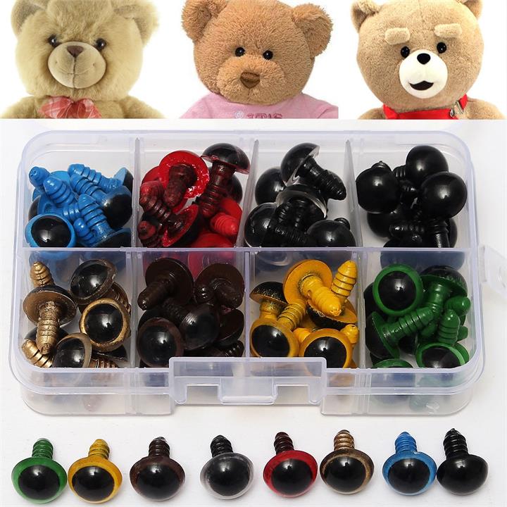 80Pcs 12mm 8Colors Plastic Safety Eyes Washers Kids Teddy Bear Doll Animal Toys Handmade Craft Tool