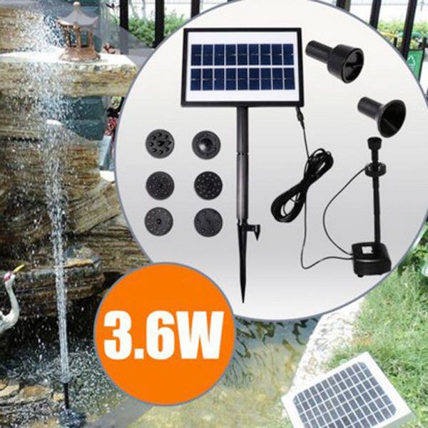 9V 3.6W Solar Power DC Brushless Water Pump Garden Landscape Fountain With White LED