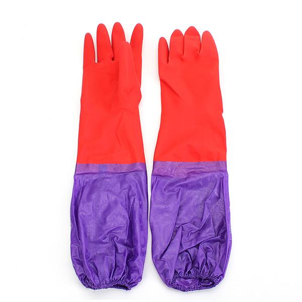 A Pair Wash Cleaning Long Sleeves Rubber Latex Cashmere Gloves Kitchen Household Wash Dishes Sleeves