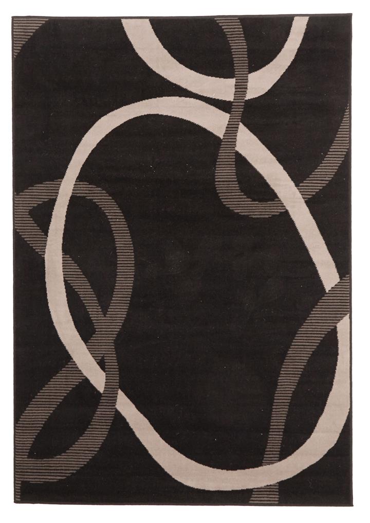 Abstract Modern Rug Black Grey