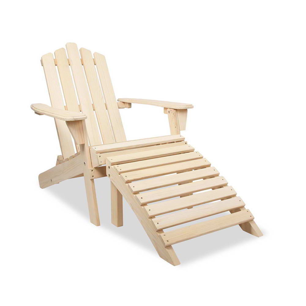 Adirondack Chair & Ottoman Set  (Natural)