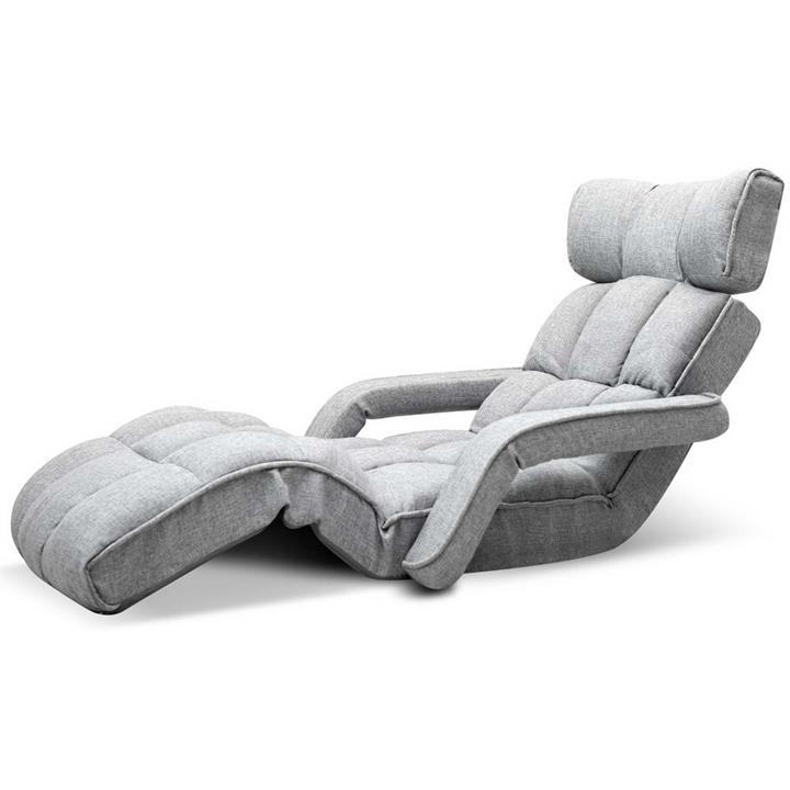 Adjustable Sofa Bed Lounge Armchair Fully Foldable Recliner Chaise Chair Grey