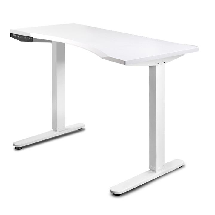 Adjustable Desk Sit Or Stand Motorised Electric Height Adjustment Curve Edge Office Table 140x60cm White