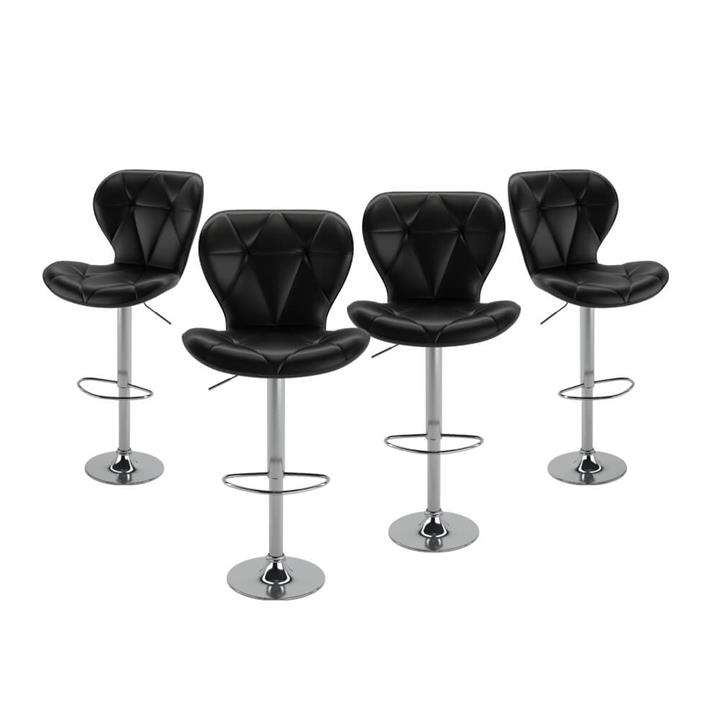 Adam Gas Lift Kitchen Bar Stool (Set of 4) - Black