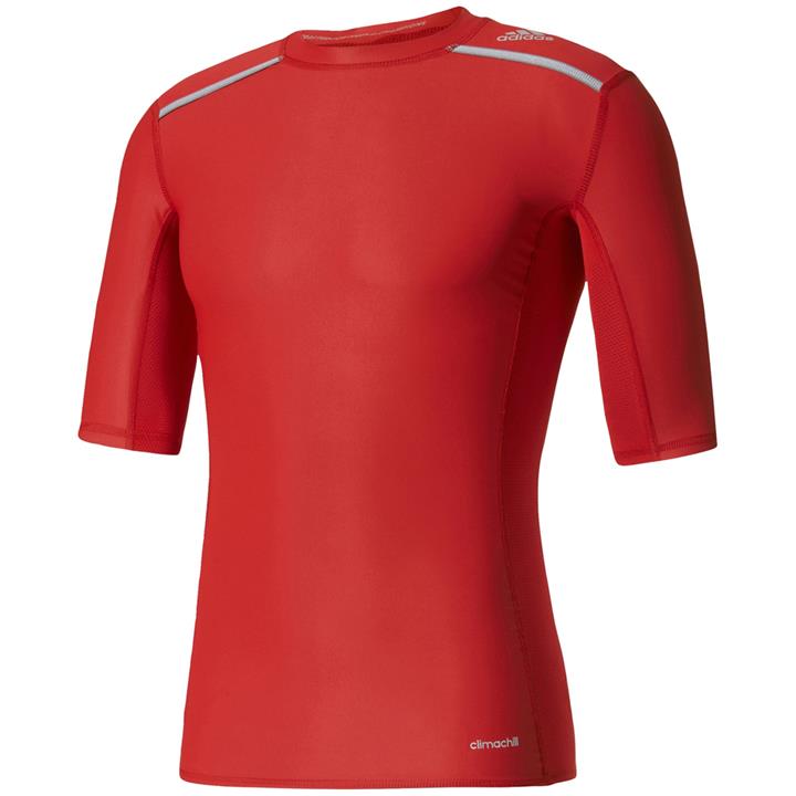 adidas Men's TechFit Climachill T-Shirt - Scarlet - S - Scarlet