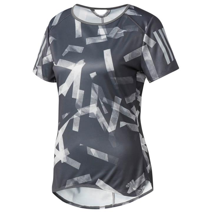 adidas Women's Response Running T-Shirt - Grey/White - L - Grey/White