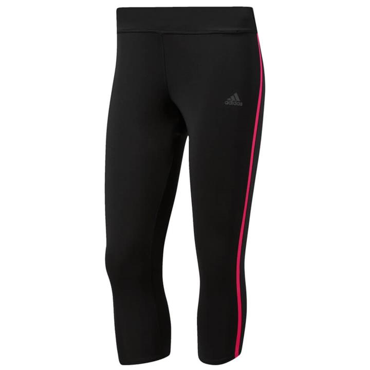 adidas Women's Response 3/4 Running Tights - Black/Pink - XS - Black/Pink