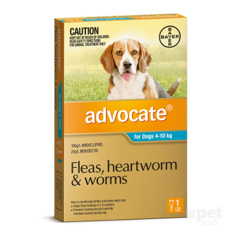 Advocate Flea and Worm Treatment for Dogs 4kg-10kg 1pk