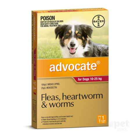 Advocate Flea and Worm Treatment for Dogs 10kg-25kg 1pk