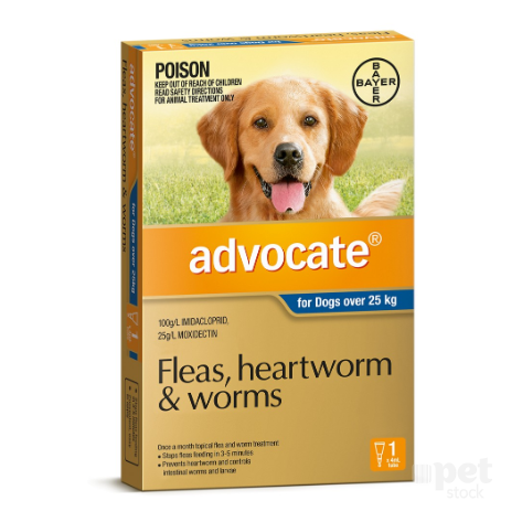 Advocate Flea and Worm Treatment for Dogs 25kg+ 1pk