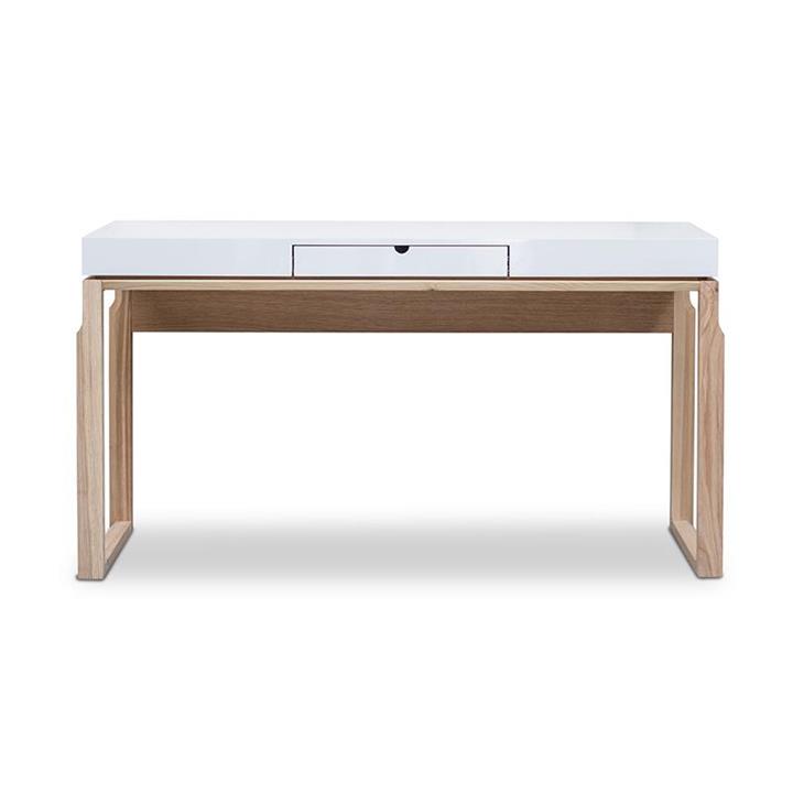 Ajax Computer Desk | 150cm | Natural + White High Gloss