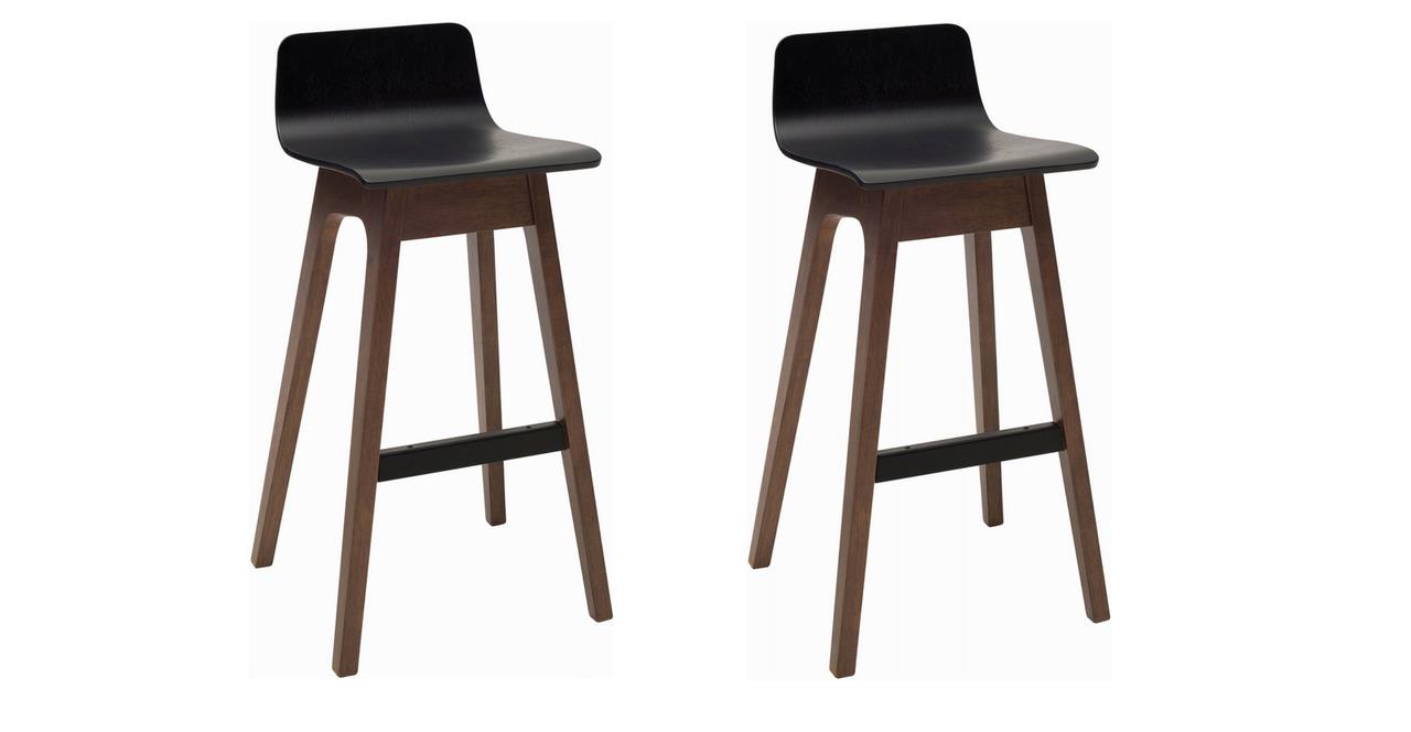 Alana Bar Stools | Black Seat on Walnut Legs