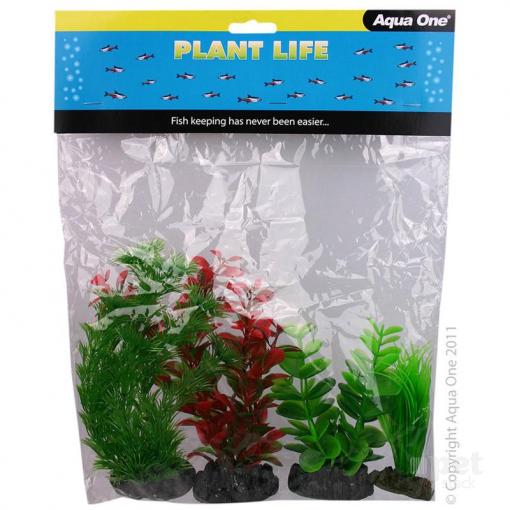 Aqua One Plastic Plant 4pk - Mix 6