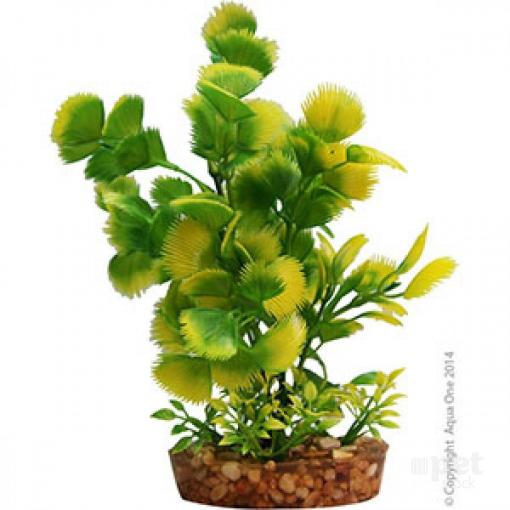 Aqua One Plastic Plant - Yellow Hottonia with Gravel Base - Medium