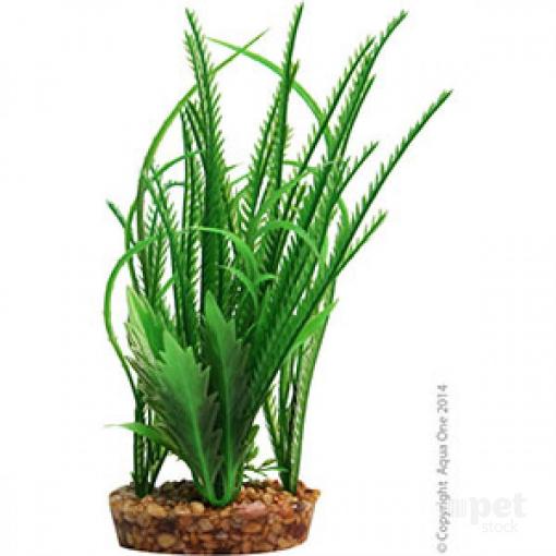 Aqua One Plastic Plant - Hippuris with Gravel Base - Medium