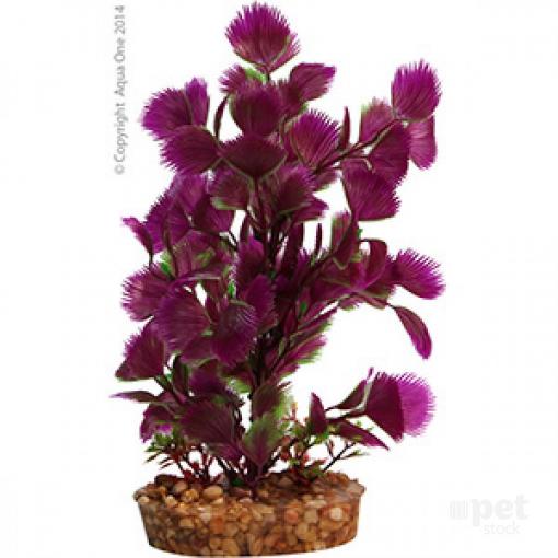 Aqua One Plastic Plant - Purple Hottonia with Gravel Base - Medium