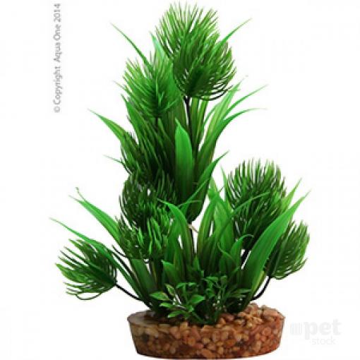 Aqua One Plastic Plant - Papyrus with Gravel Base - Medium