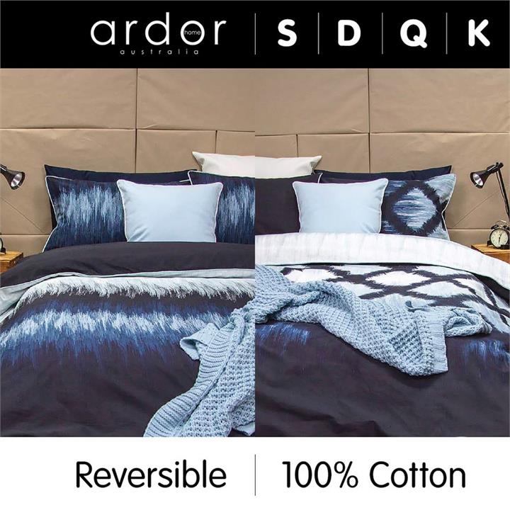 Arashi - Indigo Reversible Quilt Cover Set 100% Cotton