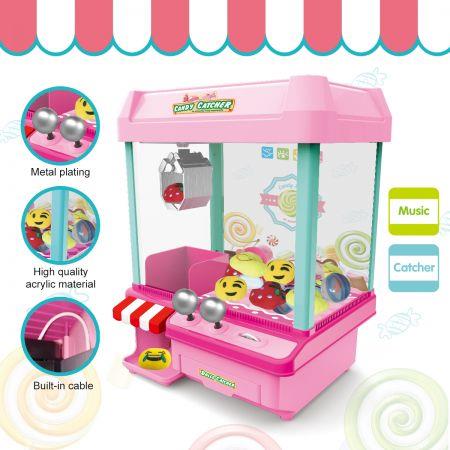 Arcade Claw Crane Machine Carnival Style Prize Game Candy Grabber Kids Toy w/Music - Pink