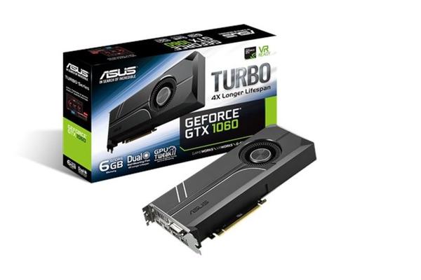 Asus nVidia Turbo-GTX1060-6G PCIe Card GDDR5 8K 7680x4320 2xDP 2xHDMI 1xDVI 1708/1506 MHz