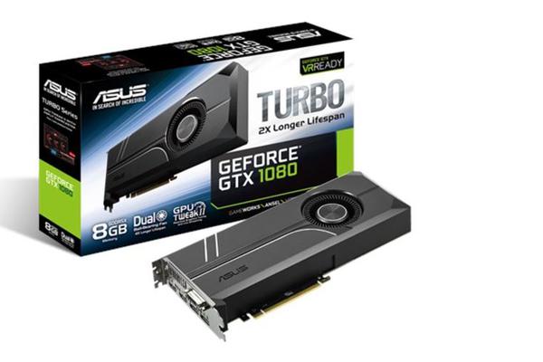 Asus nVidia TURBO-GTX1080-8G PCIe Card GDDR5X 8K 7680x4320 2xDP 2xHDMI 1xDVI 1733/1607 MHz