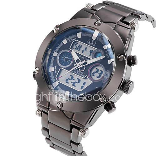 ASJ Men's Wrist Watch Japanese Alarm / Calendar / date / day / Chronograph Stainless Steel Band Luxury Silver