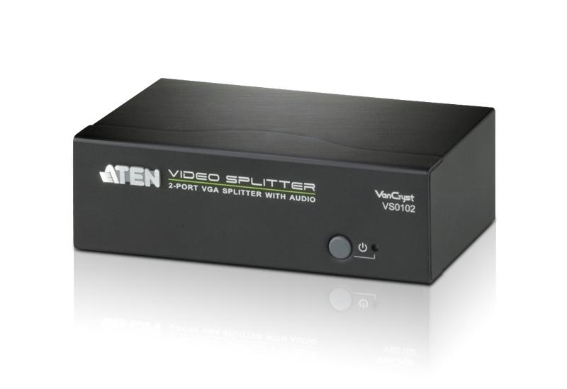 Aten Vs0102 2-Port Vga Splitter With Audio