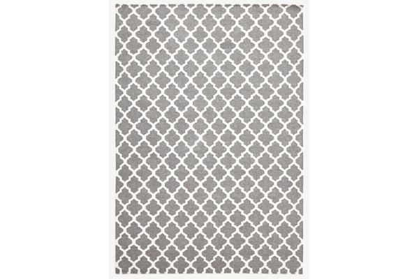 Bazaar Grey Trellis Wool Flat Weave Rug 225x155cm