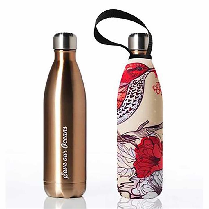 BBBYO Stainless Steel 750ml Bottle + Carry Cover - Gold & Bird