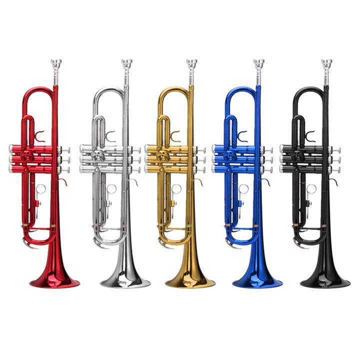 Bb Beginner Trumpet Brass Band Gold Plated Care Kit Case in Gold Silver Red Blue Black