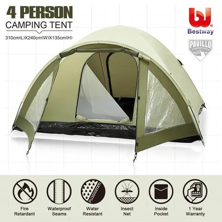 Bestway Camping Tent 2-Tier Camping Hiking Outdoor 4 Person Waterproof Tent w/Carry Bag