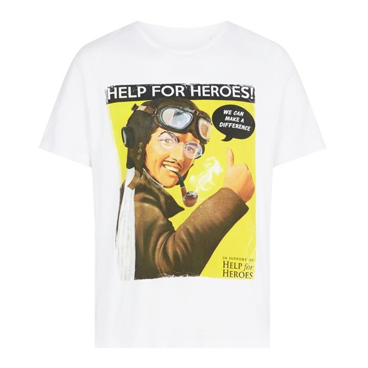 Big & Tall White 'help for Heroes' Vintage Poster Print T-Shirt, Men's, Size: 4XL