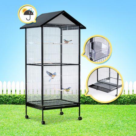 Bird Cage - Large Stand-Alone with Apex Roof & Wheels - 185cm Tall