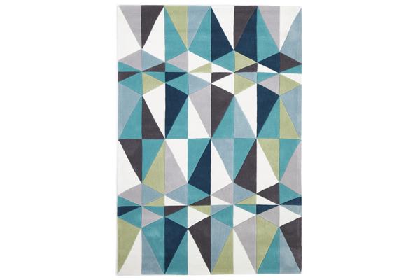 Blue and Grey Crystal Design Rug 280x190cm