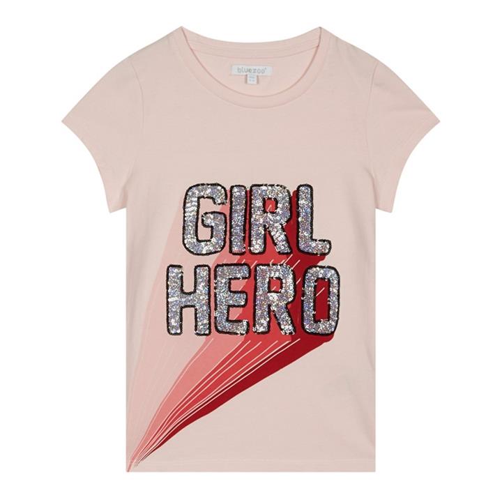 Bluezoo Girls' Pink Sequin 'girl Hero' T-Shirt, Size: Age 12-13, Size: 13