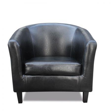 Black Faux Leather Tub Chair