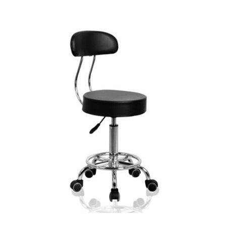 Black Salon Stool w/ Backrest