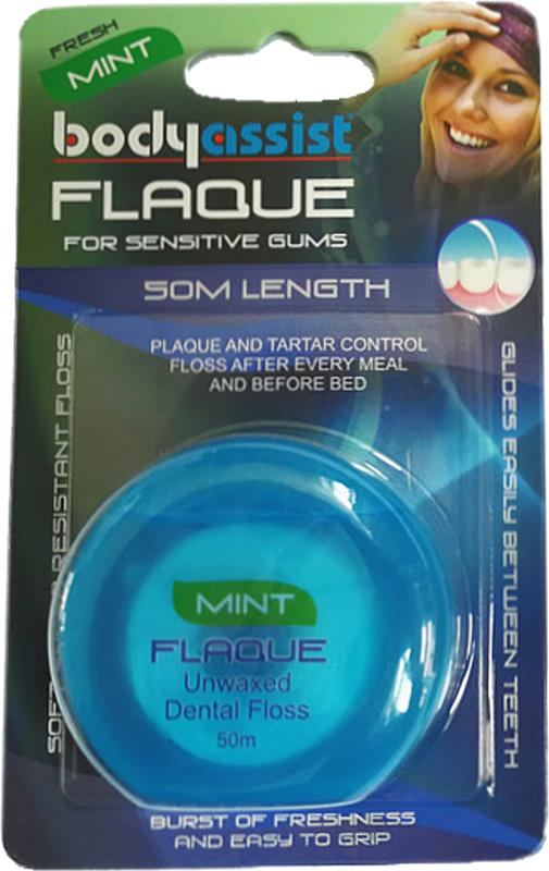 Body Assist Flaque Unwaxed Dental Floss Mint 50m