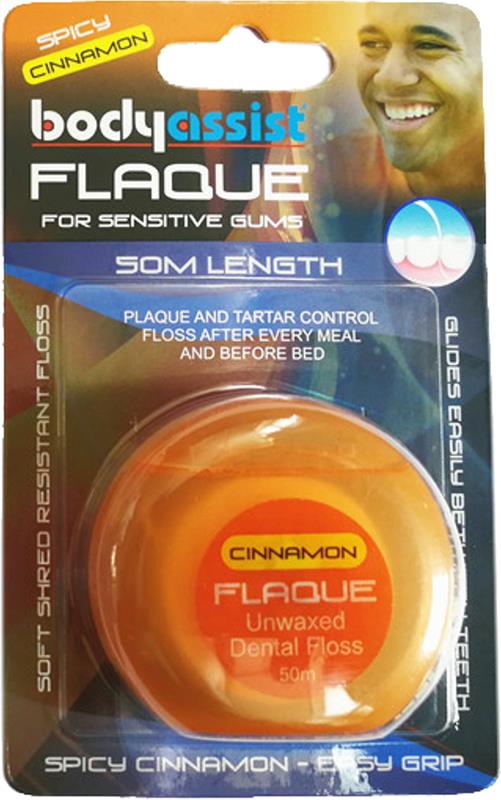 Body Assist Flaque Unwaxed Dental Floss Cinnamon 50m