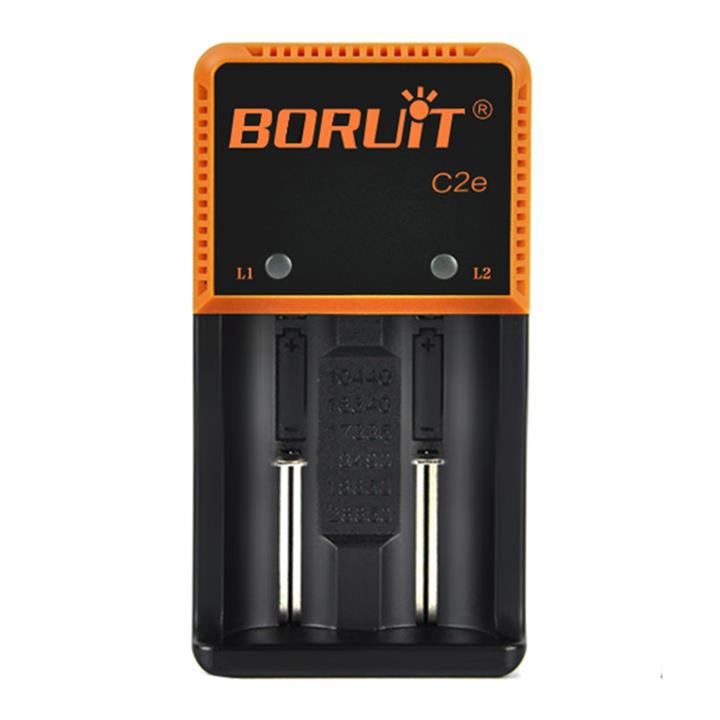 BORUiT C2e Universal Dual Slot 18650 26650 Li-ion LiFO4 AA AAA Rechargeable Battery Charger