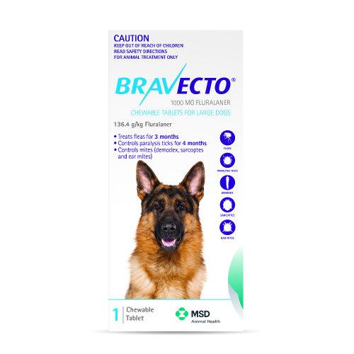 Bravecto Large 20-40kg Blue Dog Flea Treatment 1 chew pack